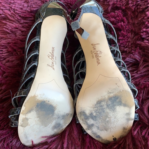 🎉HP🎉Sam Edelman “Hampton” Croc-Embossed Jewel Embellished Gladiator Heels - Picture 8 of 9